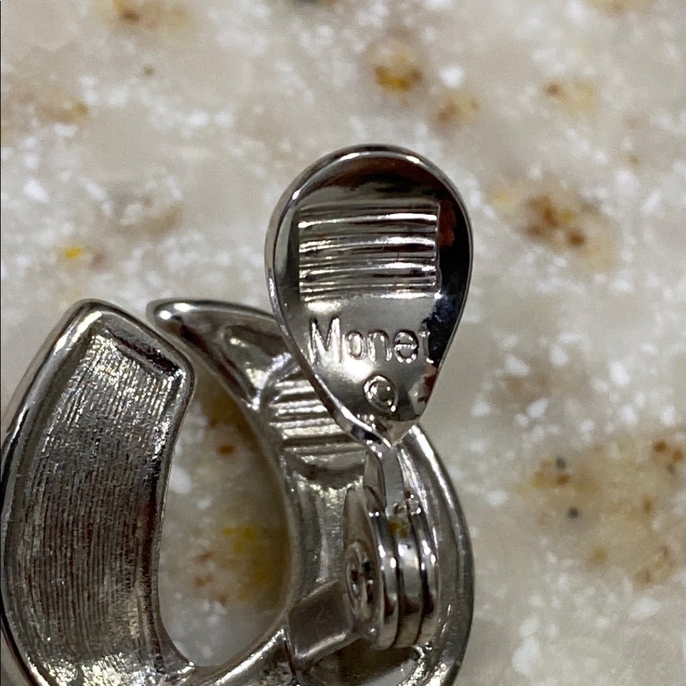 Monet Silver Tone Crescent Clip Earrings - Picture 5 of 6